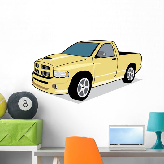 Yellow Short Bed Truck Wall Decal