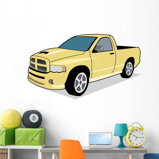 Yellow Short Bed Truck Wall Decal