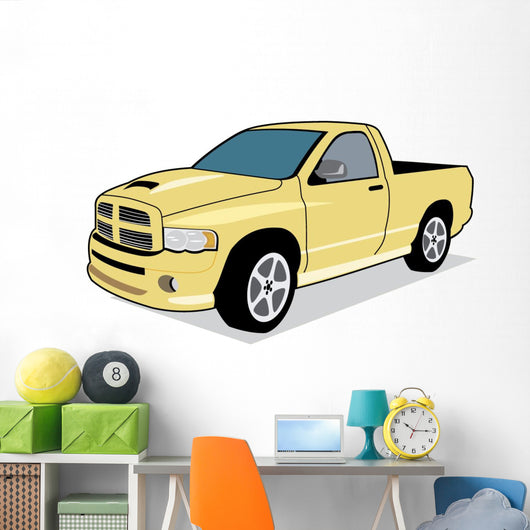 Yellow Short Bed Truck Wall Decal