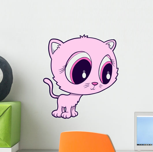 Cute Big Eyed Pink Wall Decal