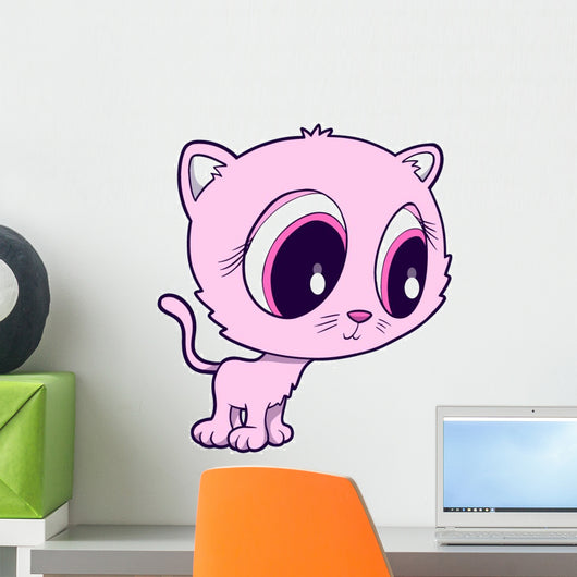Cute Big Eyed Pink Wall Decal