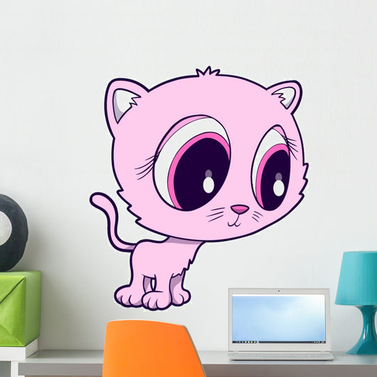 Cute Big Eyed Pink Wall Decal