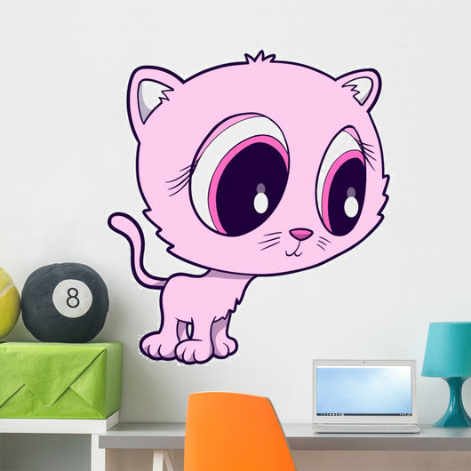 Cute Big Eyed Pink Wall Decal