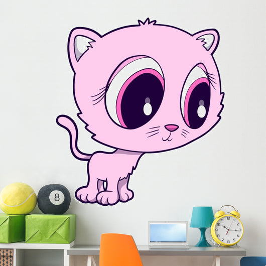 Cute Big Eyed Pink Wall Decal