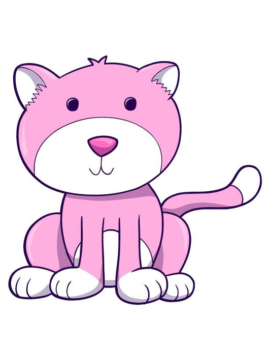 Chubby Pink Kitty Cat Wall Decal