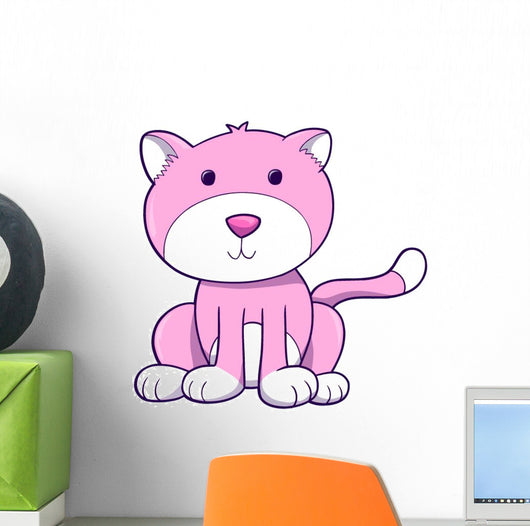 Chubby Pink Kitty Cat Wall Decal