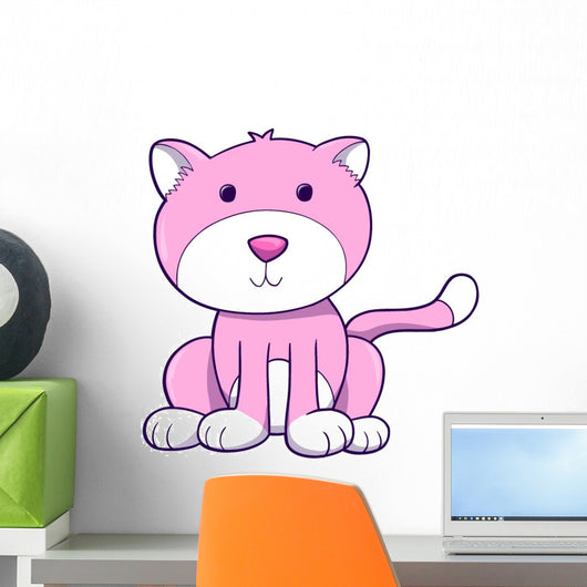 Chubby Pink Kitty Cat Wall Decal
