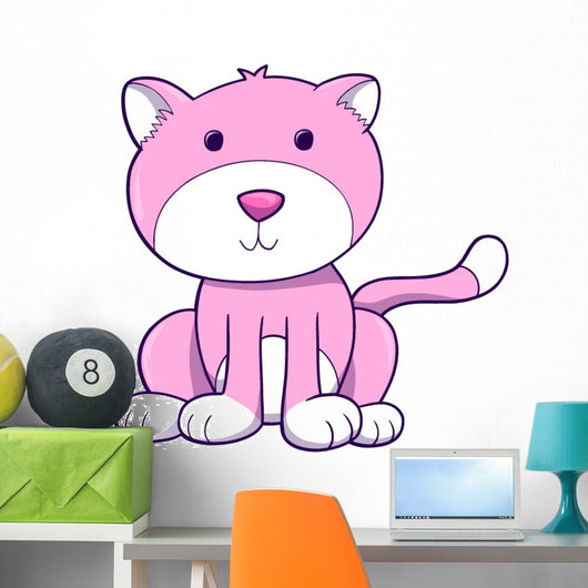 Chubby Pink Kitty Cat Wall Decal