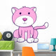Chubby Pink Kitty Cat Wall Decal