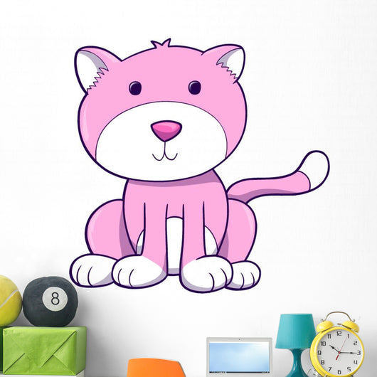 Chubby Pink Kitty Cat Wall Decal