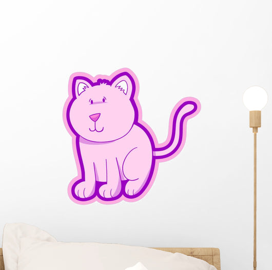 Chunky Pink Cat Wall Decal