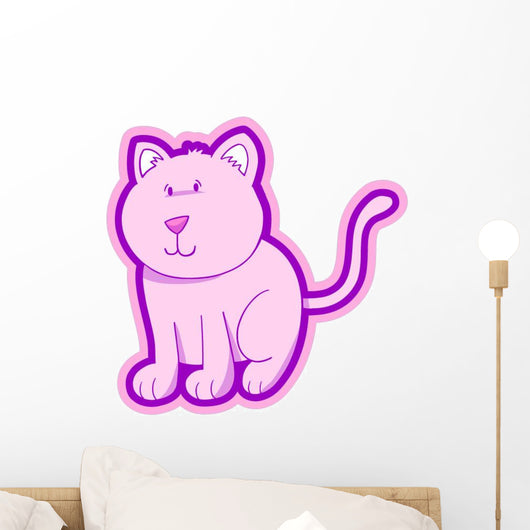 Chunky Pink Cat Wall Decal