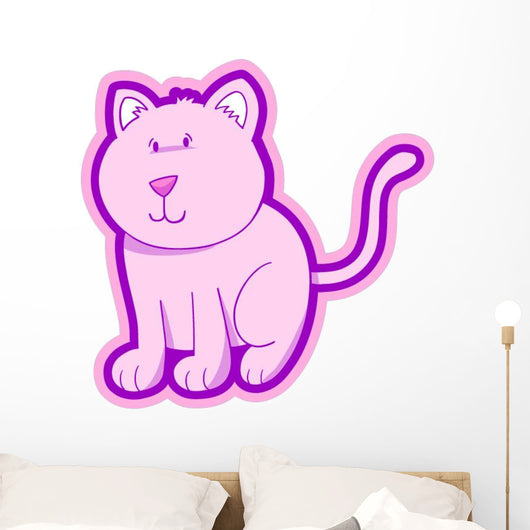 Chunky Pink Cat Wall Decal