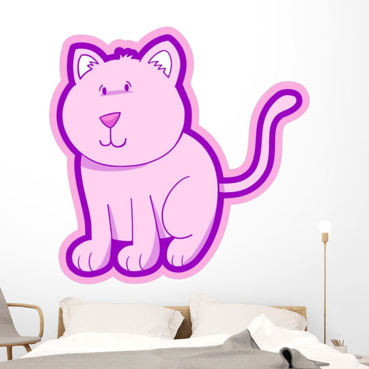 Chunky Pink Cat Wall Decal