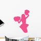 Hot-pink Jumping Pom-pom Cheerleader Wall Decal