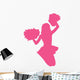 Hot-pink Jumping Pom-pom Cheerleader Wall Decal