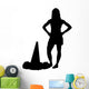 Black Silhouetted Cheerleader Wall Decal