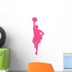 Hot Pink Poms Cheerleader Wall Decal