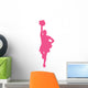Hot Pink Poms Cheerleader Wall Decal