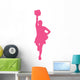 Hot Pink Poms Cheerleader Wall Decal