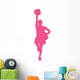 Hot Pink Poms Cheerleader Wall Decal