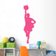 Hot Pink Poms Cheerleader Wall Decal