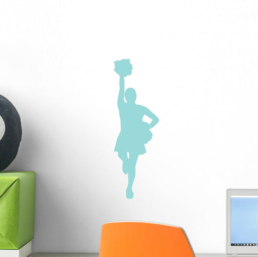 Blue Poms Cheerleader Wall Decal