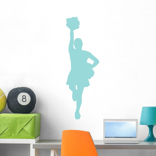 Blue Poms Cheerleader Wall Decal
