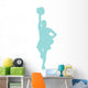 Blue Poms Cheerleader Wall Decal