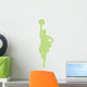 Lime Green Poms Cheerleader Wall Decal