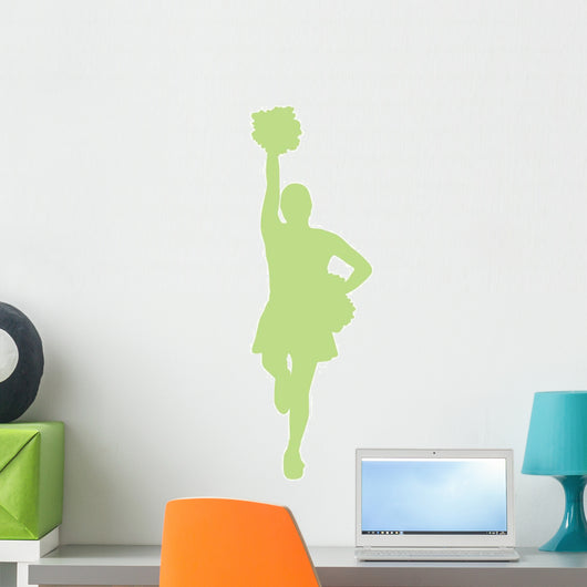Lime Green Poms Cheerleader Wall Decal