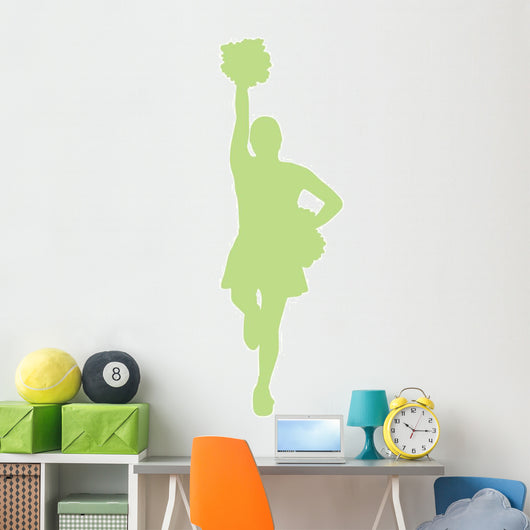 Lime Green Poms Cheerleader Wall Decal