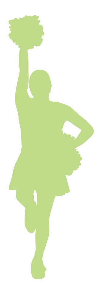 Lime Green Poms Cheerleader Wall Decal