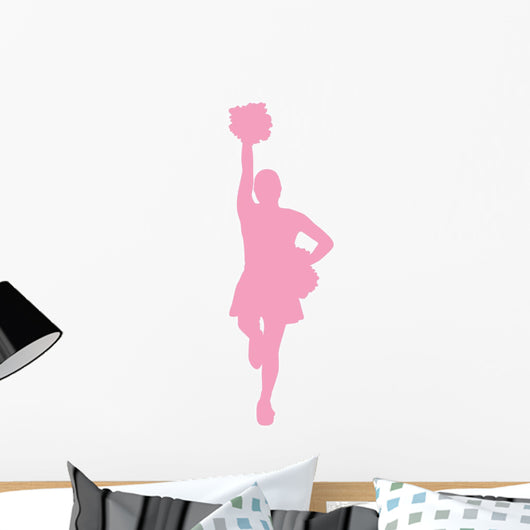 Pink Poms Cheerleader Wall Decal