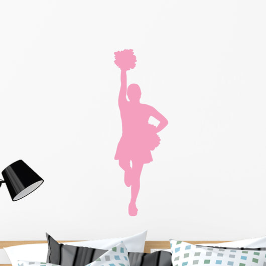 Pink Poms Cheerleader Wall Decal