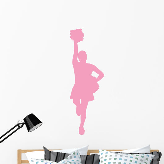 Pink Poms Cheerleader Wall Decal