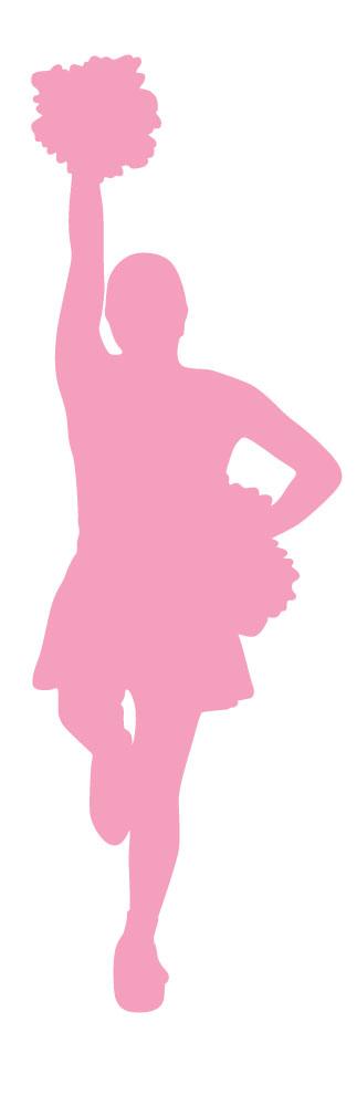 Pink Poms Cheerleader Wall Decal