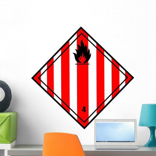 Chemical Sign - Spontaneous Combustion Diamond Striped Wall Decal