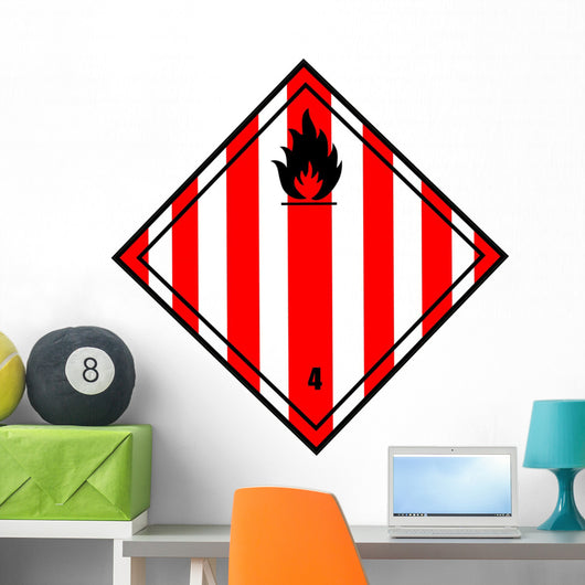 Chemical Sign - Spontaneous Combustion Diamond Striped Wall Decal