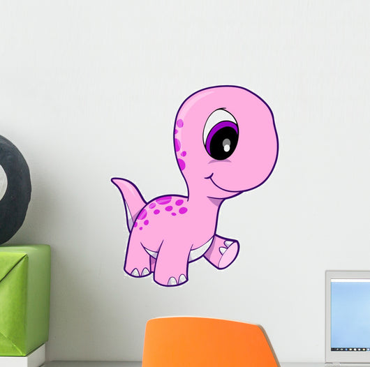 Pink Baby Brontosaurus Dinosaur Wall Decal