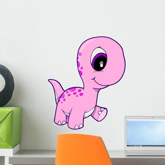 Pink Baby Brontosaurus Dinosaur Wall Decal
