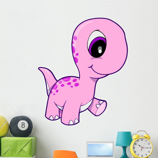 Pink Baby Brontosaurus Dinosaur Wall Decal