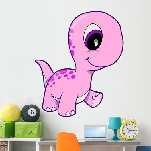 Pink Baby Brontosaurus Dinosaur Wall Decal