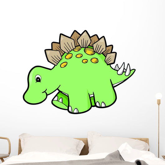 Green Stegosaurus Baby Dinosaur Wall Decal