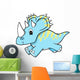 Blue Triceratops Baby Dinosaur Wall Decal