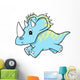 Blue Triceratops Baby Dinosaur Wall Decal