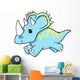 Blue Triceratops Baby Dinosaur Wall Decal