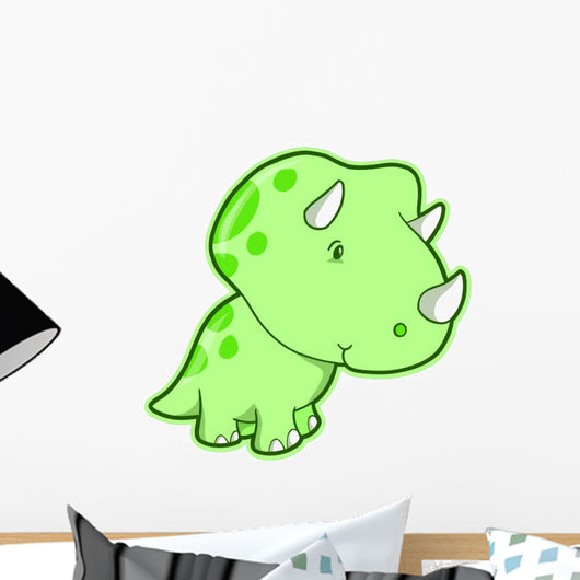 Cutie Triceratops Green Dino Wall Decal