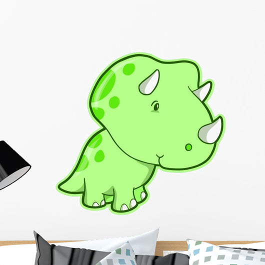 Cutie Triceratops Green Dino Wall Decal