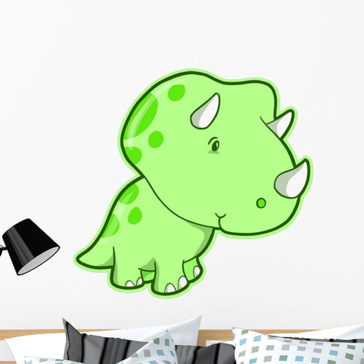 Cutie Triceratops Green Dino Wall Decal